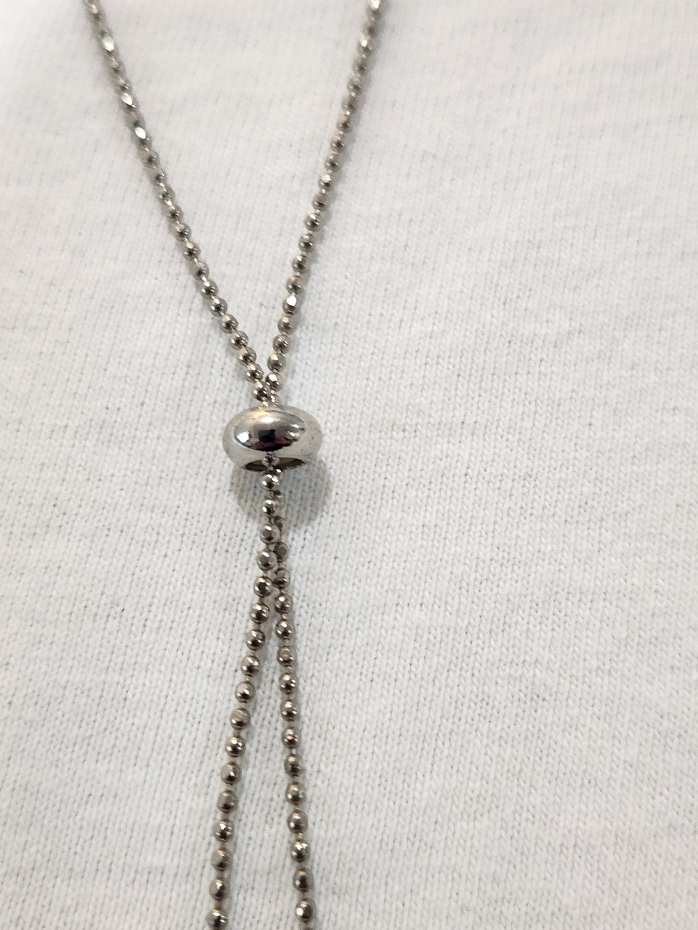 Silver Bead Slider Lariat Necklace - Women's Jewelry
